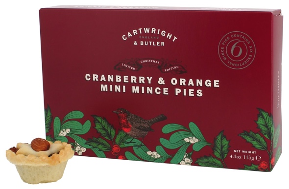 860276 - Cranberry & Orange Mini Mince Pies 115 g - CARTWRIGHT & BUTLER